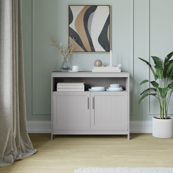 Flash Furniture Mayfield 40in. Buffet and Sideboard w/Double Door Storage Cabinet and Open Storage Shelf in Gray NAN-F-HY-B23108-GRY-GG - main